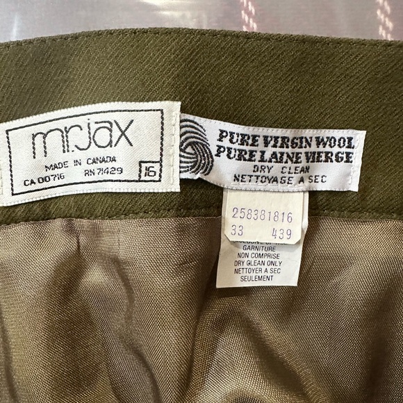 MR. JAX Vintage 100% Virgin Wool Preppy Classic Green Midi Skirt Size 16 - Picture 3 of 4